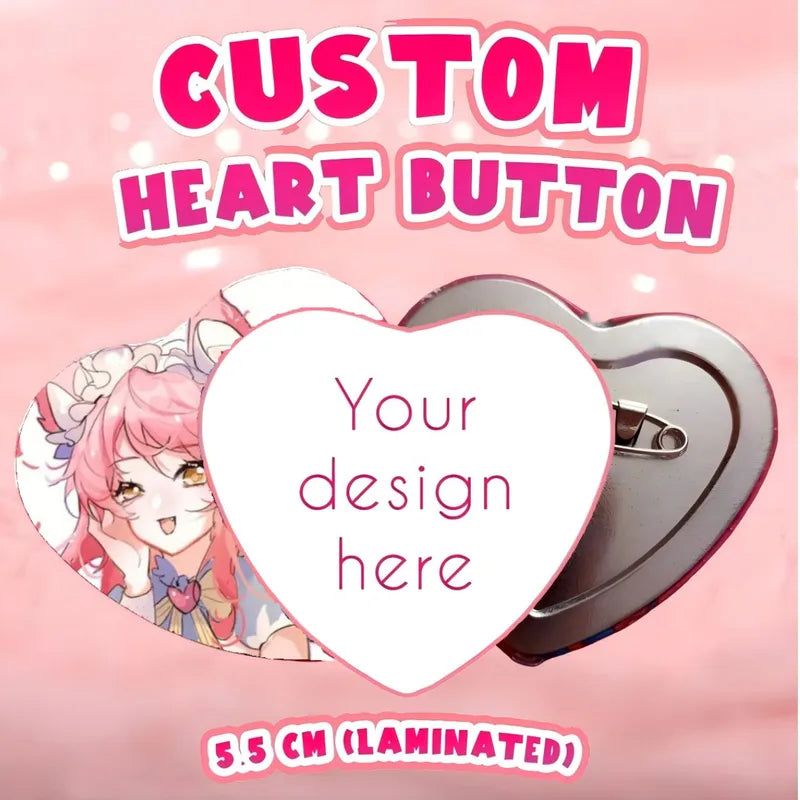Customized Heart-Shaped Badge Pins with Logo and Text Personalization Gift for Kids & Loved Ones