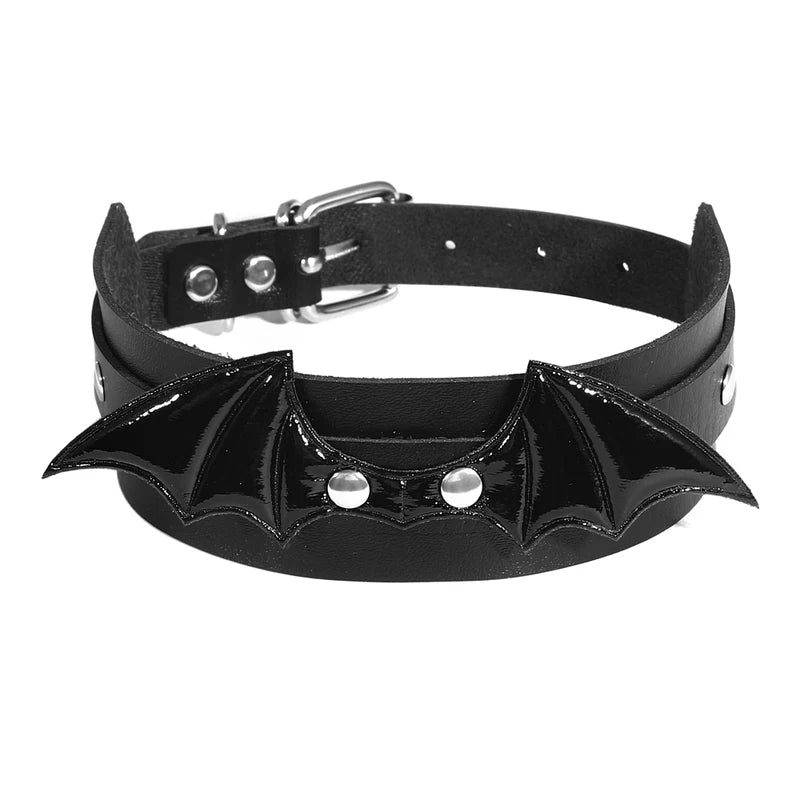 Halloween Bat Wings Gothic Choker Necklace for Women Leather Costume Jewelry