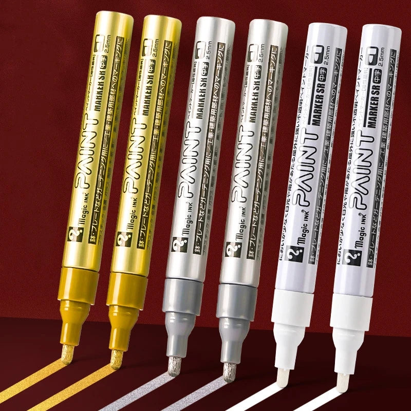 Metallic Silver & Gold Permanent Marker Pen Waterproof for Ceramic Glass DIY Craft