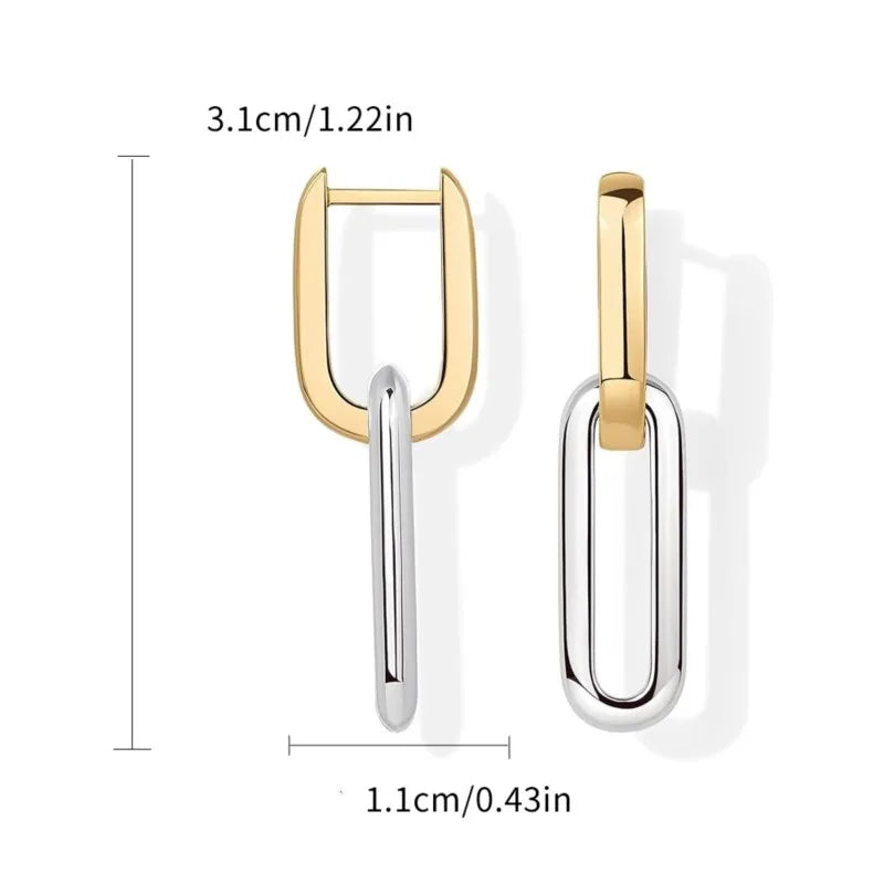 Two Tone U-Shaped Hoop Earrings for Women - Exaggerated Hip Hop Punk Party Jewelry