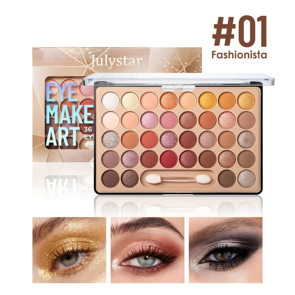 36-Shade Glitter Pearl Eyeshadow Palette for Stage & Party Makeup - Multi-Use
