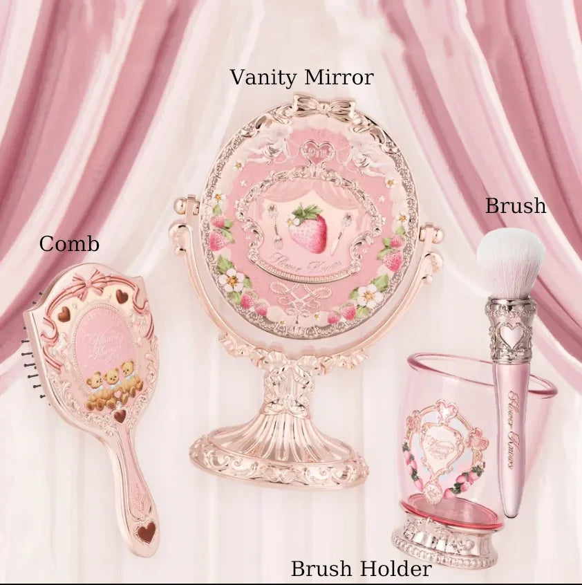 Anniversary Makeup Set with Mirror & Brush Holder - 4 Pieces, Multiple Colors