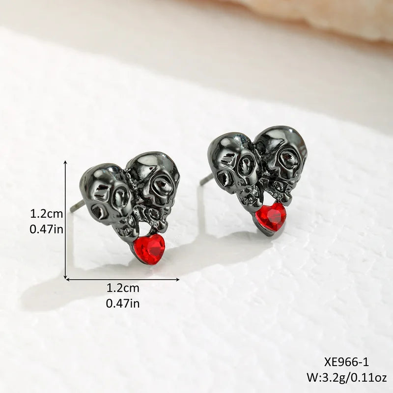 Creative Halloween & Easter Palm Heart Earrings with Skull Angel Wings - Multiple Colors