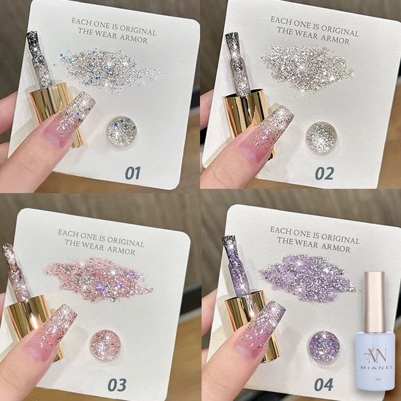 Star-Chasing Moon-Chasing Gel Nail Polish Set - Bright White & Glitter Finish