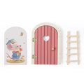 Mini Fairy Door Set with Ladder & Sign for Dollhouse Decor Whimsical Garden Accessory