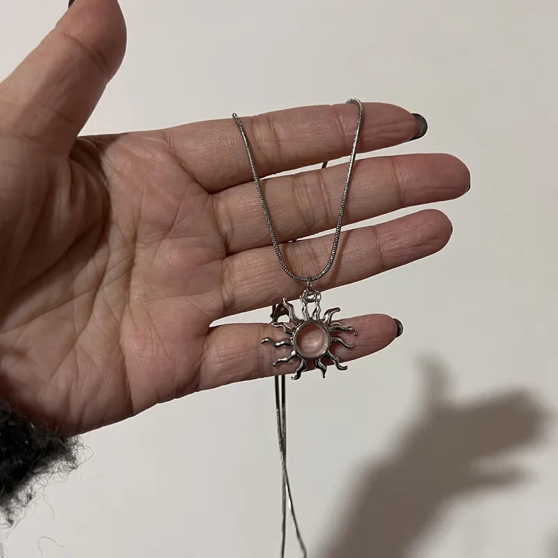Y2K Style Star Necklace with Cross Pendant Adjustable Choker Jewelry