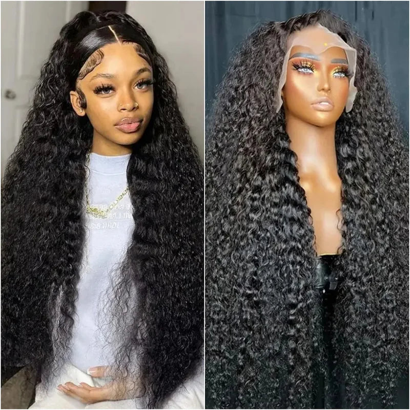 Deep Wave HD Lace Frontal Human Hair Wig 200 Density Water Curly Full Lace Wigs for Women