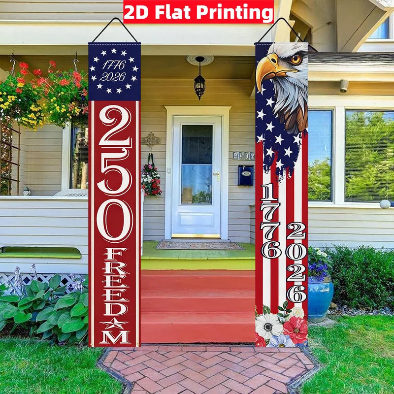 American Independence Day 250th Anniversary Flag Banners - Eagle & US Flag Decor