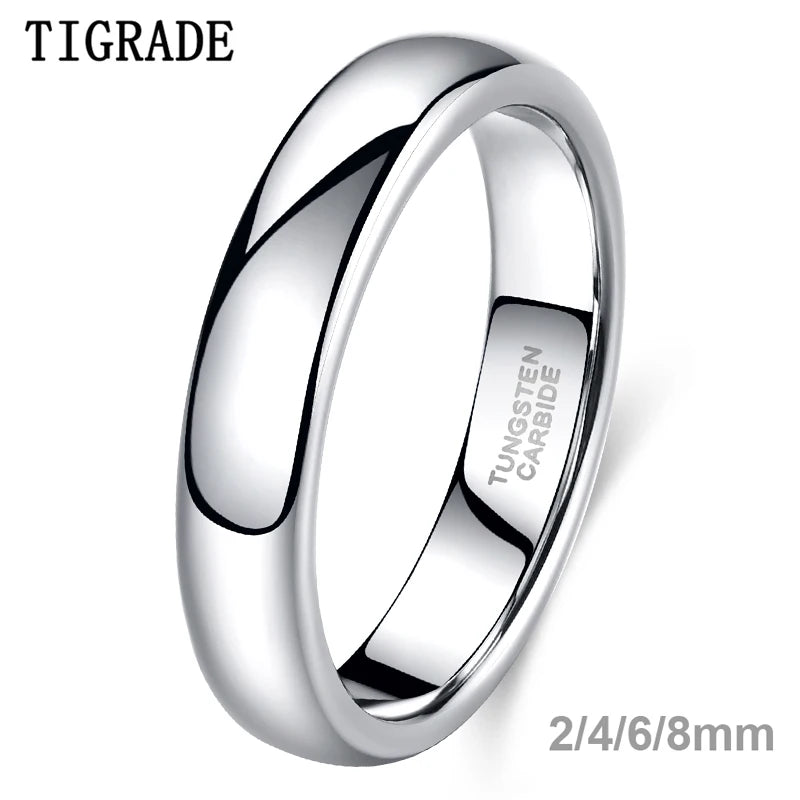Men Women Tungsten Carbide Wedding Ring 2mm 4mm 6mm 8mm Simple Polished Band