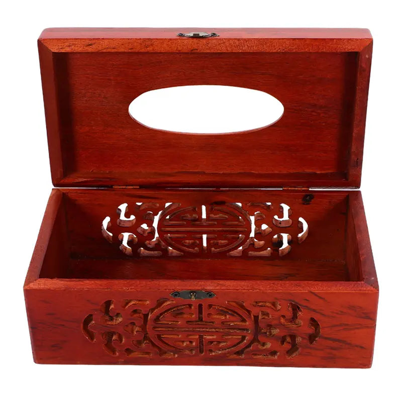 Wood Tissue Box Holder - Retro Elegant Desktop Napkin Dispenser for Home & Office