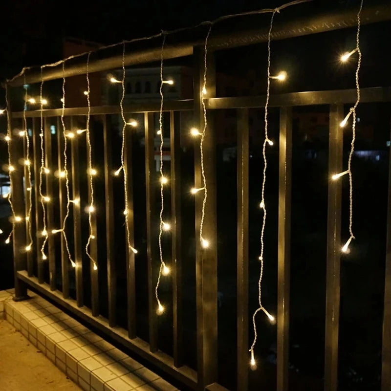 Outdoor Icicle LED String Lights 5m Drop Curtain Garden Xmas Decoration