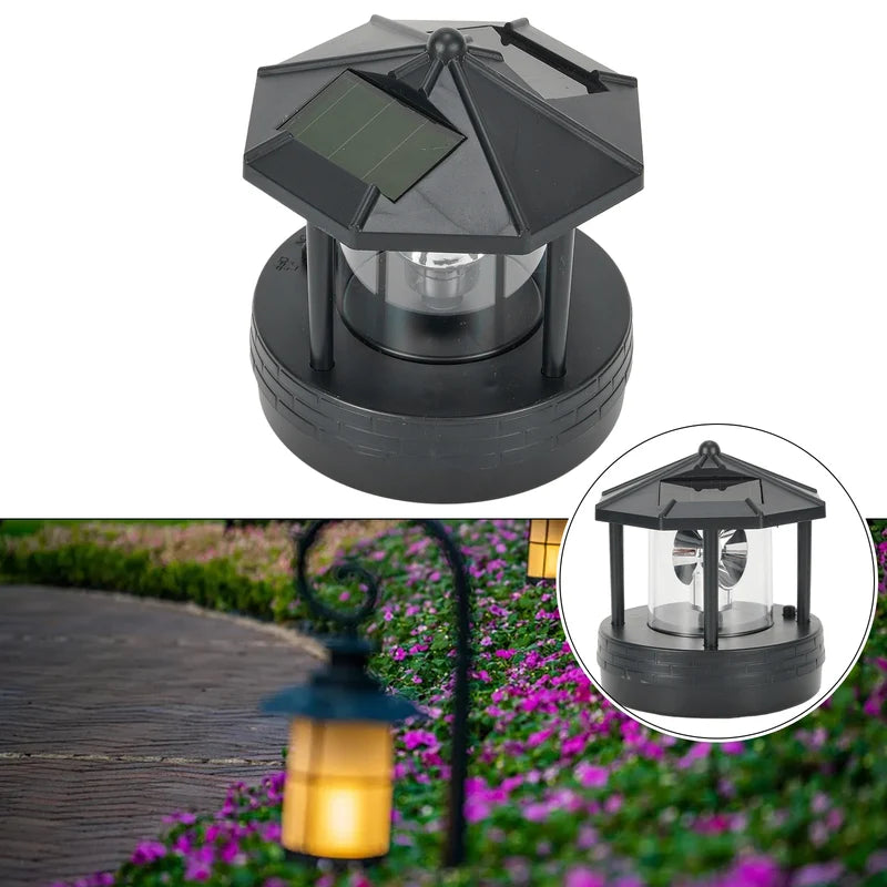 Solar Lighthouse Garden Light Outdoor Waterproof 360° Rotating Lawn Decor