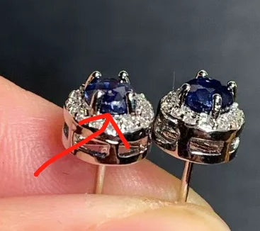 Natural Sapphire Stud Earrings for Women - Handmade Copper Jewelry Gift