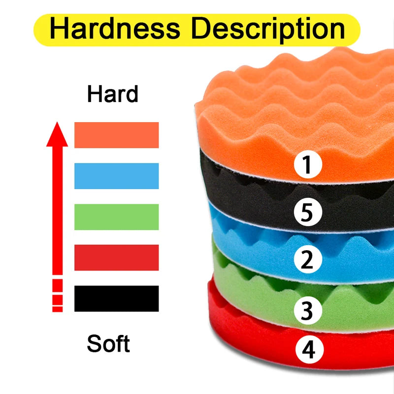 Car Waxing Buffing Pads Set 5 Pcs 150/180mm Polishing Discs for Auto Care