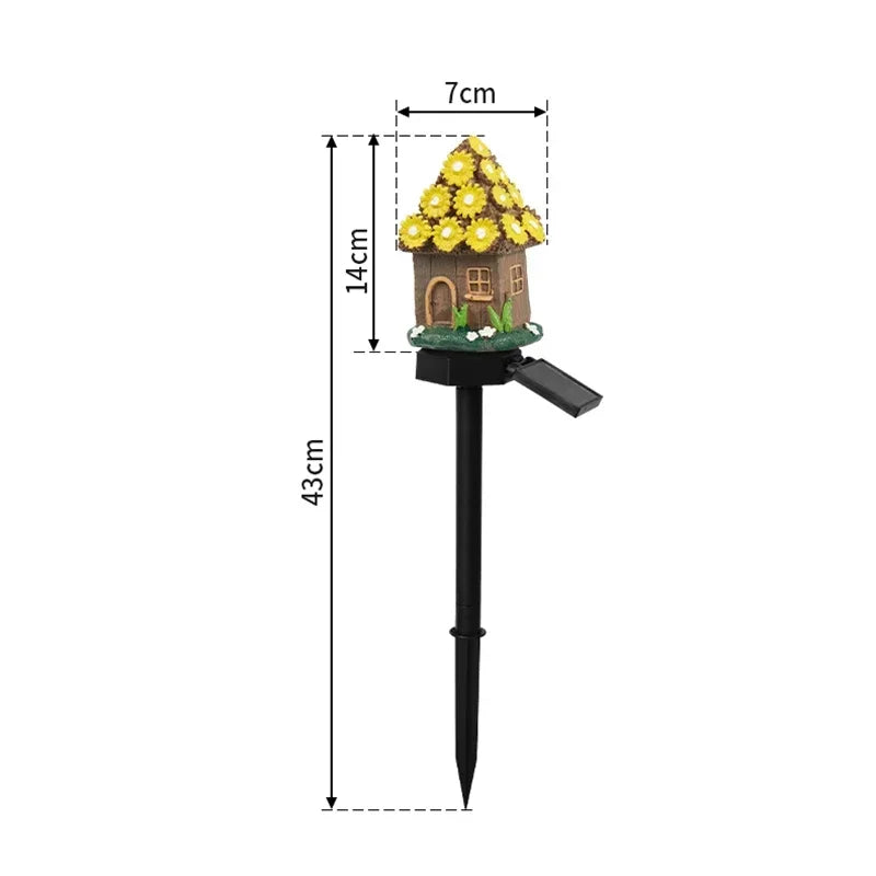 Solar Fairy House Lawn Lamp Outdoor Garden Decor Waterproof LED Lights