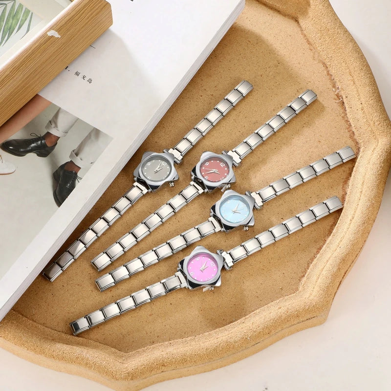 DIY Watch Charm Bracelet - Stainless Steel Star Watch Band for Women Party Gift