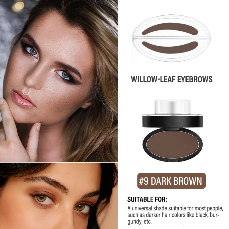 Eyebrow Powder Stamp Kit - Waterproof Natural Brow Makeup Palette with Stamp Applicator