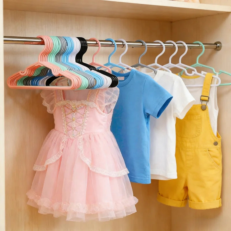 Non-Slip Childrens Clothes Hangers Set - Durable Plastic Closet Organizers