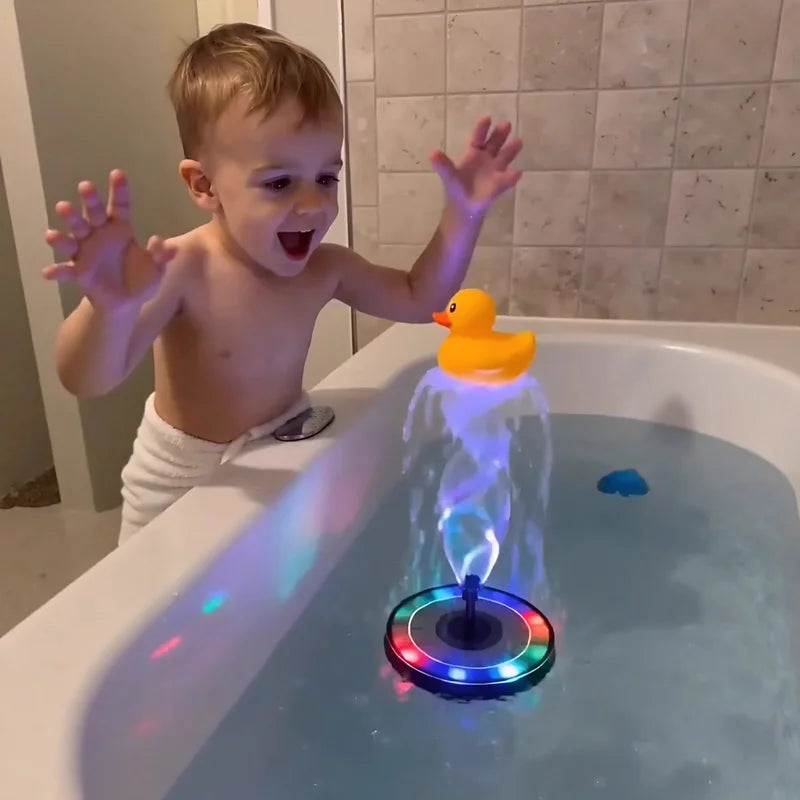 Floating LED Water Fountain Toy for Bathtub - Solar Powered Color Change Water Circulator