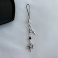 Gothic Phone Charm Necklace with Cross and Star - Handmade Y2K Neo Gothic Accessory