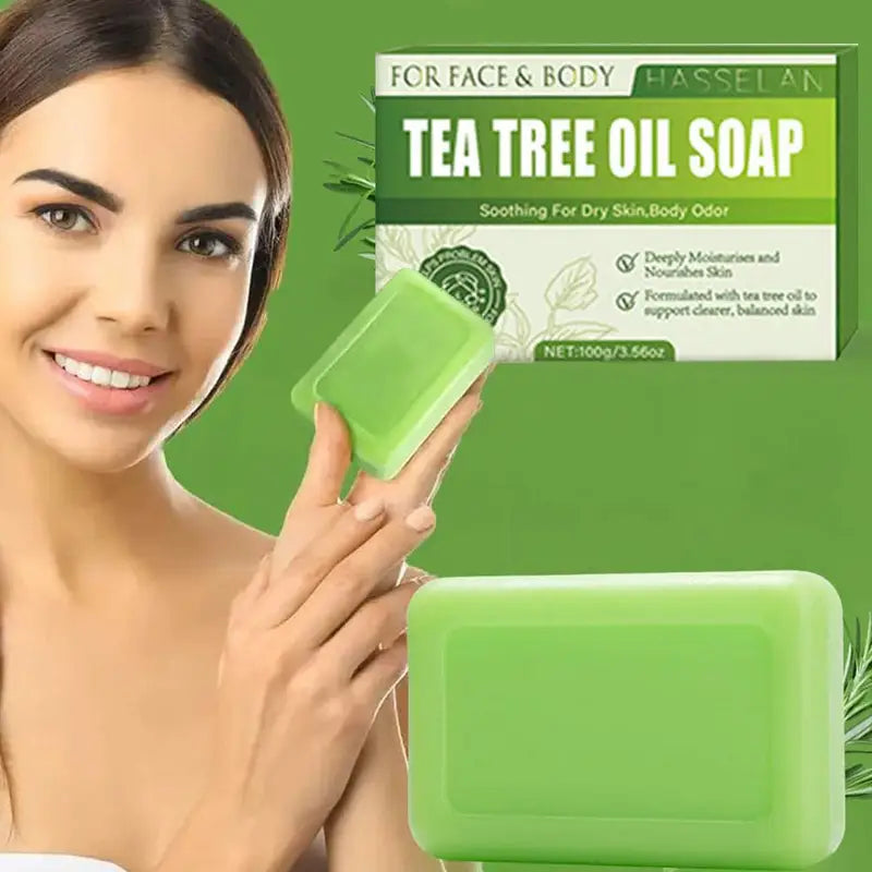 Tea Tree Oil Soap Bar for Face and Body - 100g Natural Acne & Skin Cleanser