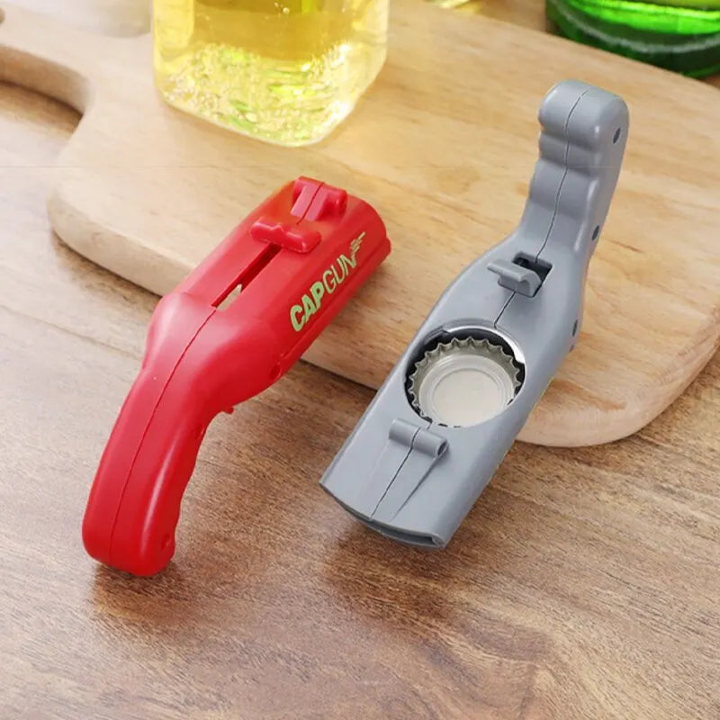 Portable Stainless Steel Bottle Opener with Launch Spring - Bar & Kitchen Tool
