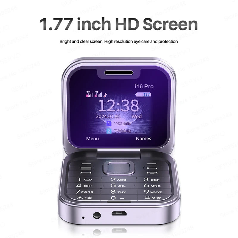Dual SIM Flip Mini Mobile Phone with Call Record FM Radio & Voice Function