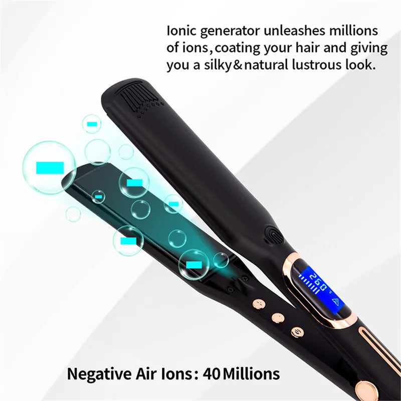 Professional High-Temperature Hair Flat Iron & Curling Iron - Dual Voltage, Keratin Treatment Ready