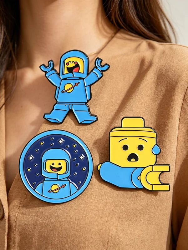 Cartoon Robot Enamel Pins - Fun Brooches for Bags, Clothing, Gifts