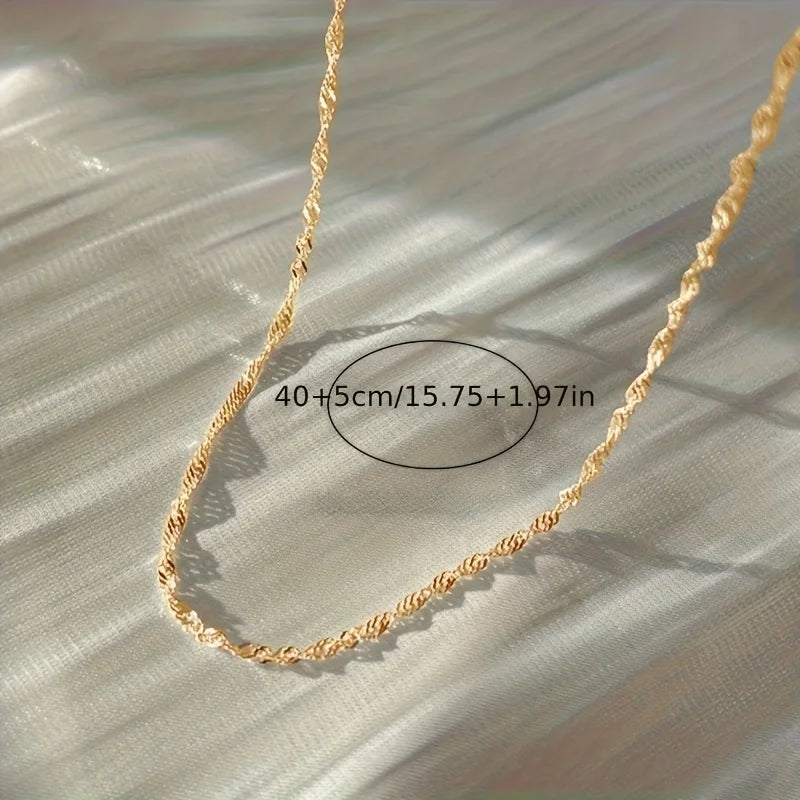 Gold Plated Stainless Steel Chain Necklace for Women Simple Clavicle Jewelry