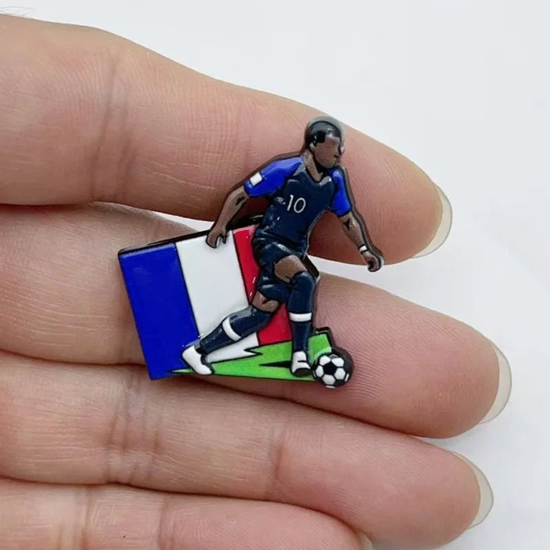 Football Enamel Brooch Soccer Player Lapel Pins Gift for Fans Boys Men