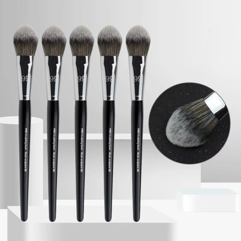 Pro Blush Sculpting Makeup Brush Set - Soft Synthetic Hair, 10-Piece