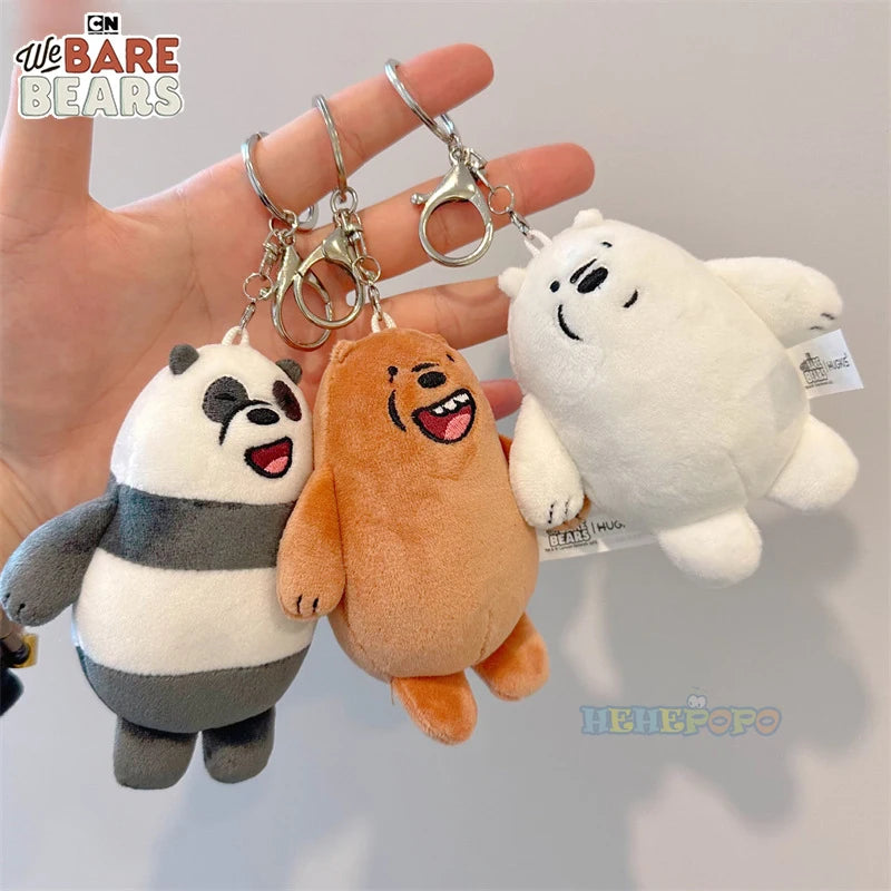 12cm Cartoon Plush Keychain - We Bare Bears Pendant for School Bags & Gifts