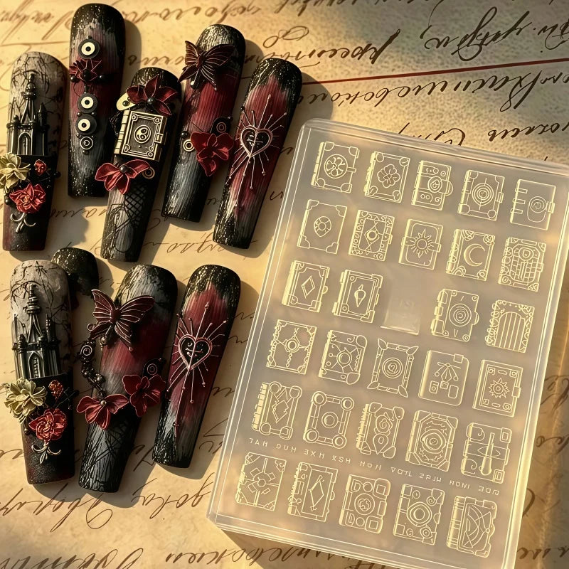 3D Nail Silicone Mold for Gothic Vintage Spell Book Nail Art Charms