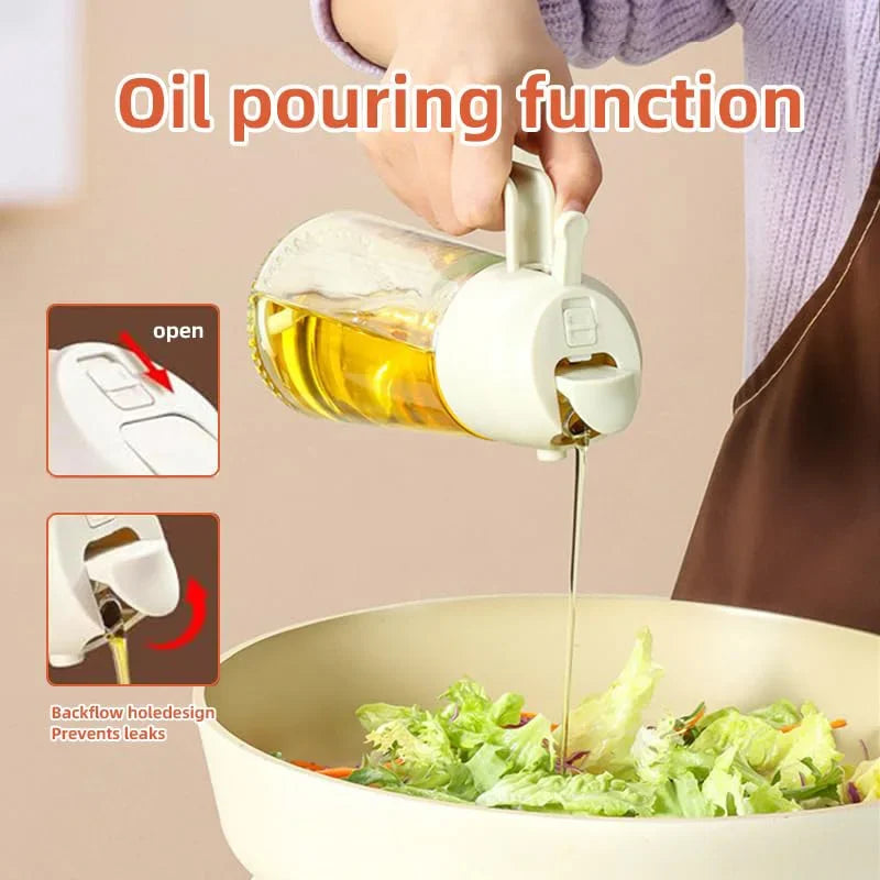 2-in-1 Oil Spray Dispenser Bottle for Cooking & Grilling - Large Capacity