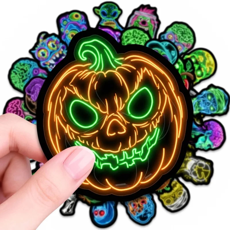 Halloween Neon Skeleton Stickers Waterproof Decorative Decal Set for Laptops & Luggage
