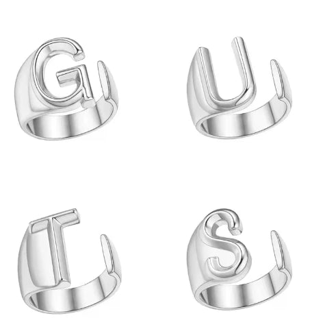 4pcs Letter Rings GUTS Punk Style Adjustable Jewelry for Women Men
