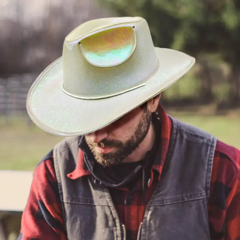 Glow in The Dark Cowboy Hat LED Party Headwear for Events and Costumes