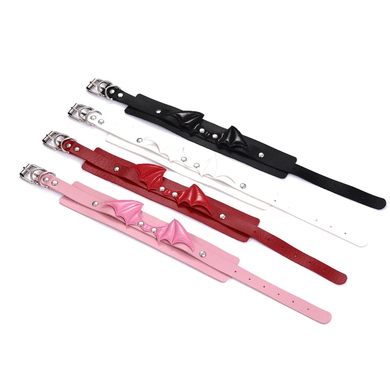 Halloween Bat Wings Gothic Choker Necklace for Women Leather Costume Jewelry
