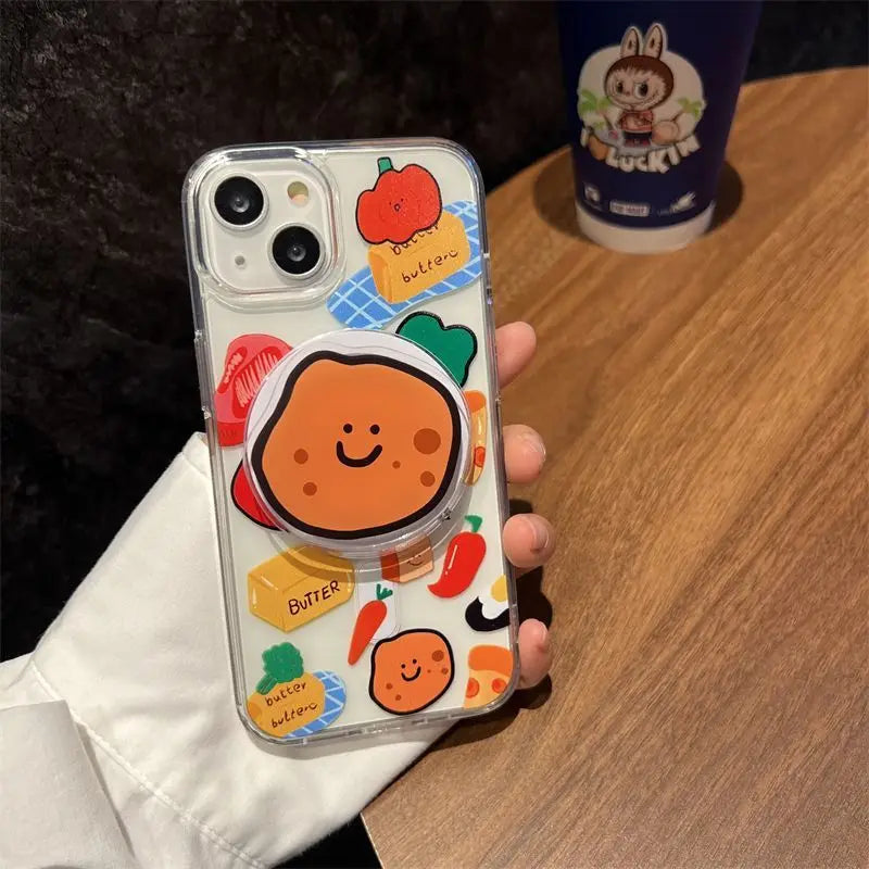 Magnetic Vegetable Phone Holder for iPhone & Samsung - Cute Cartoon Stand