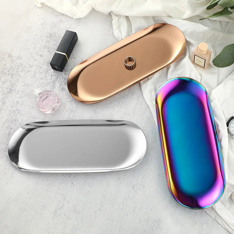 Stainless Steel Jewelry & Cosmetic Trays - Oval, Heart, Lip & Water Drop Shapes Wholesale