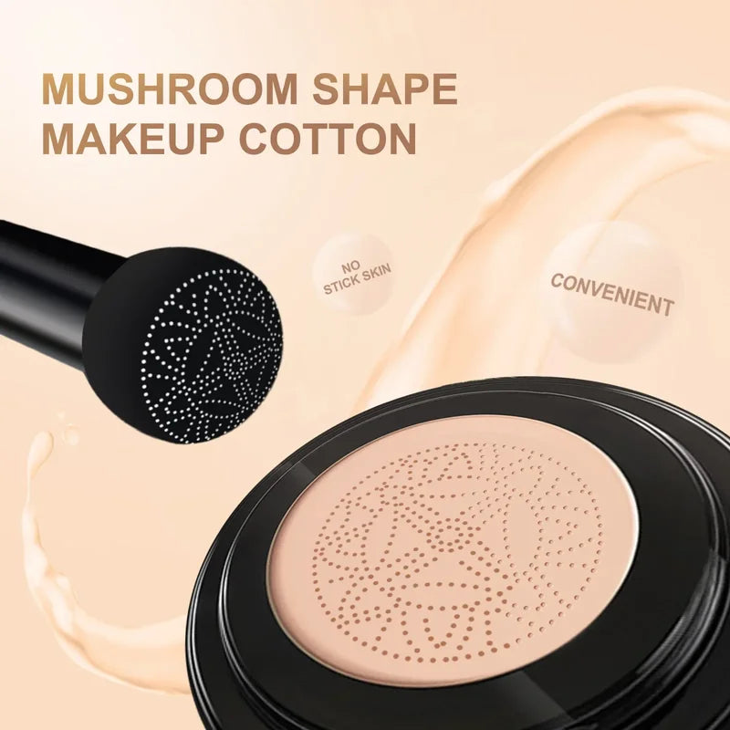 Waterproof Face Foundation with Mushroom Applicator - Moisturizing CC Cream for Face Makeup