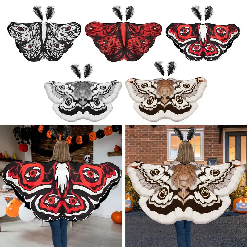 Halloween Butterfly Cape Costume with Headpiece for Role Play and Parties