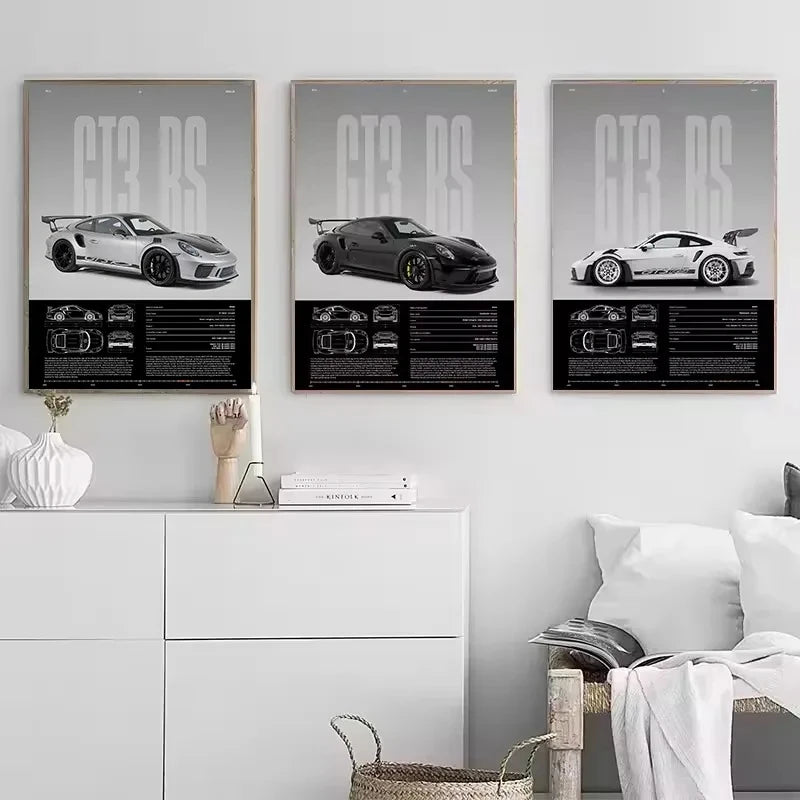 German Sports Car RS-S GT3 Canvas Wall Art - Collection Home Office Decor