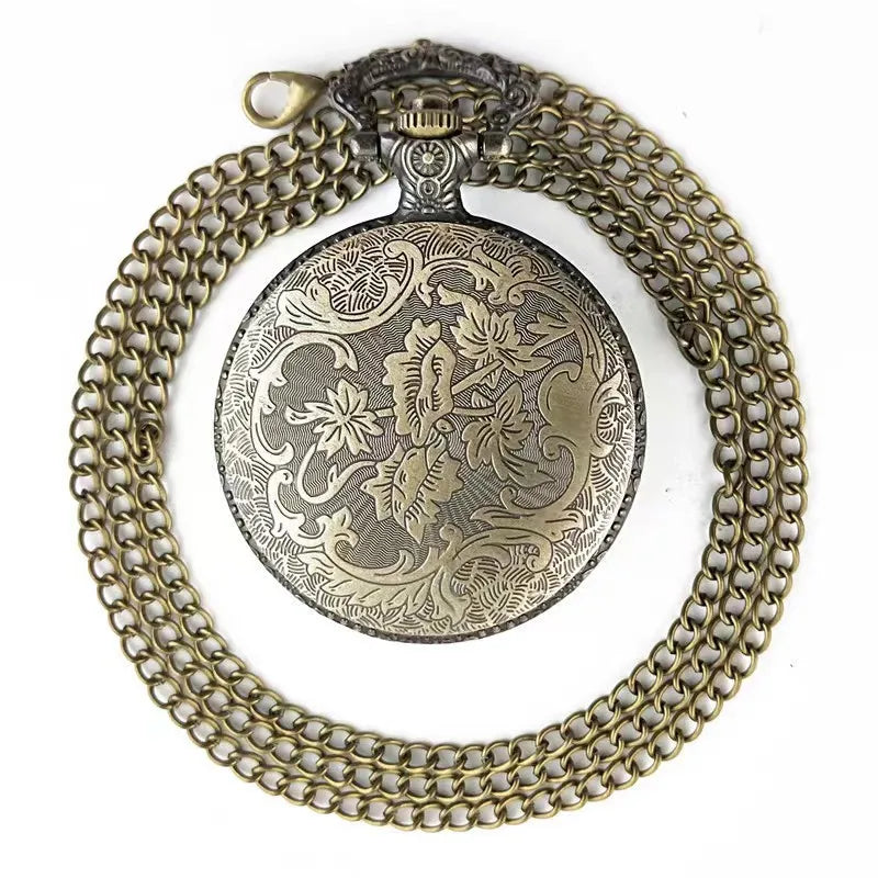 Retro Quartz Pocket Watch with Hollow Mockingbird Design - Stylish Bronze Finish