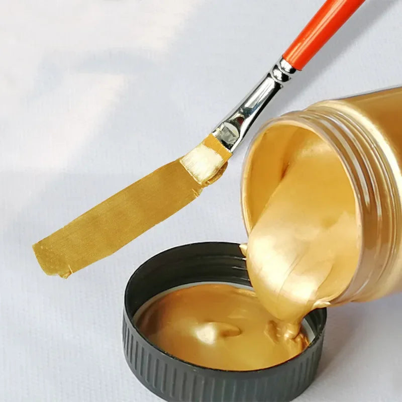 Waterproof Gold Metallic Acrylic Paint for Art & DIY Projects - 100/300ml