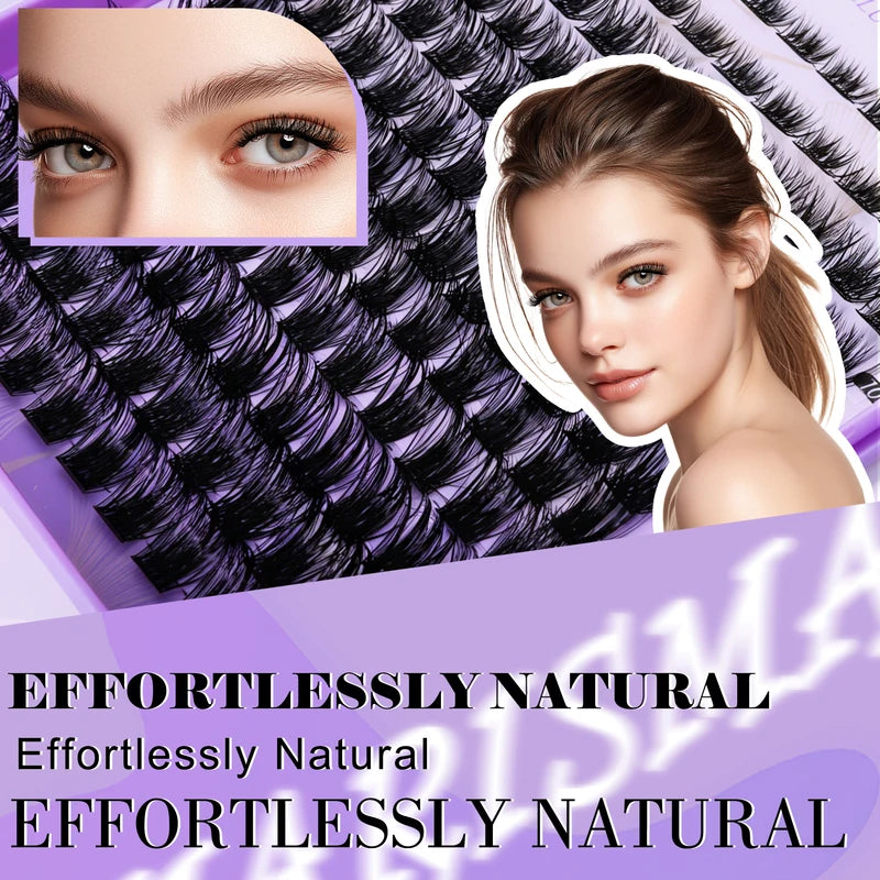 Wispy Thick False Eyelash Clusters - Natural Fluffy 3D Volume DIY Eyelash Extensions