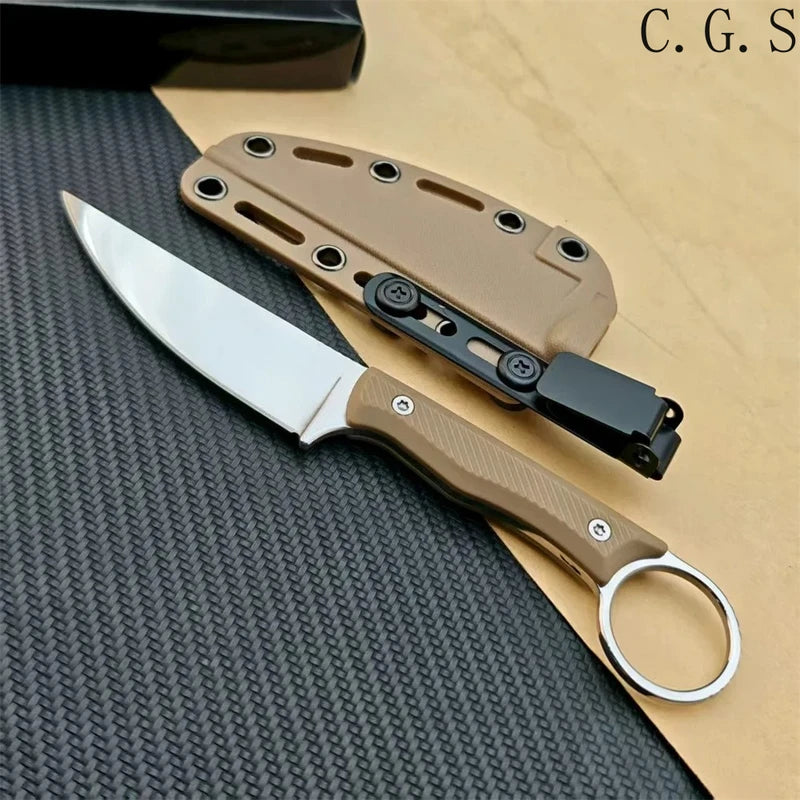 Fixed Blade Outdoor Knife with Nylon Fiber Handle and Kydex Sheath - Hunting Survival Tool