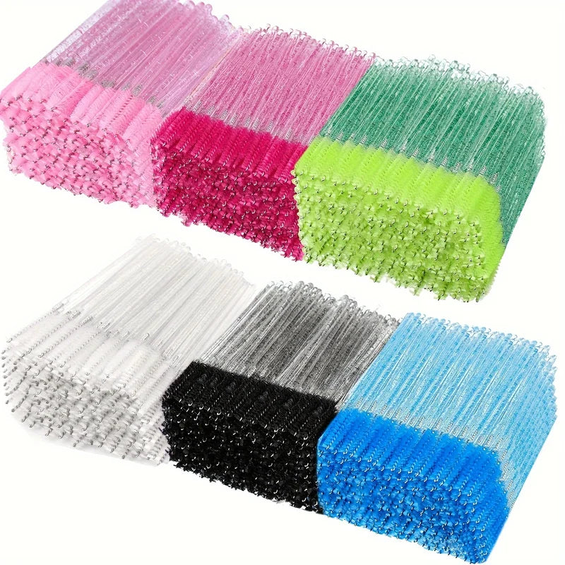 Disposable Lash & Brow Spoolie Wands with Nylon Bristles - 300PCS Assorted Colors