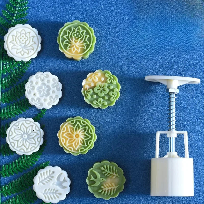 Kitchen Cake Mold for Mooncakes and Desserts - Non-Stick Flower Pattern BPA-Free Food Grade